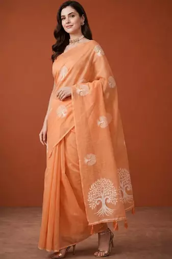 Ethnic motifs zari pure cotton handloom kanjeevaram saree
