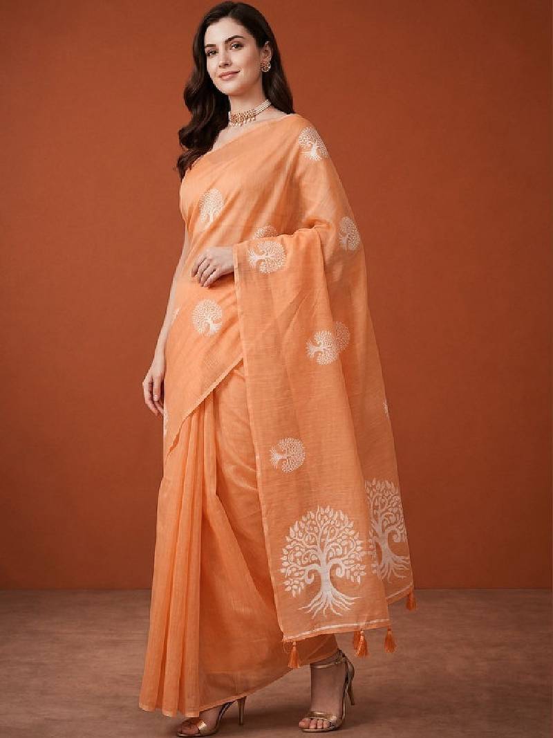 Ethnic motifs zari pure cotton handloom kanjeevaram saree