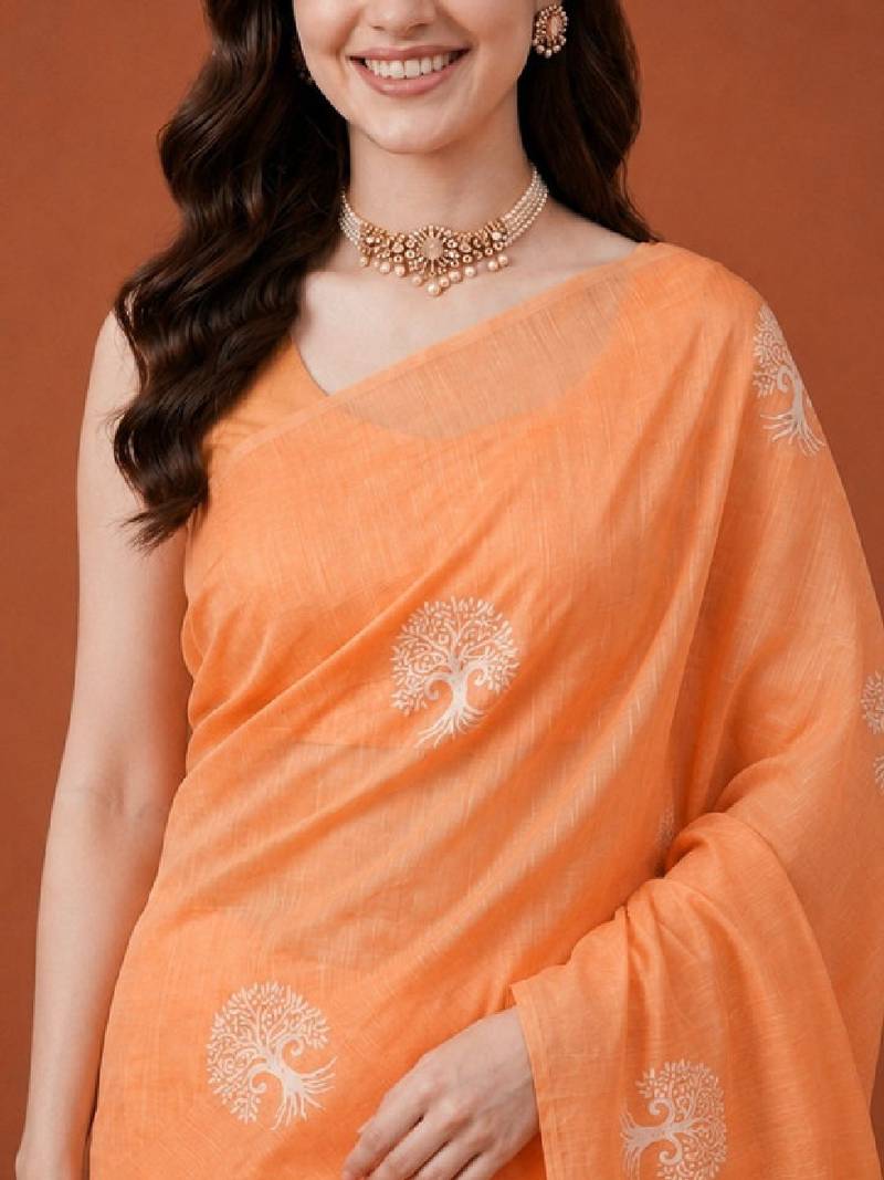 Ethnic motifs zari pure cotton handloom kanjeevaram saree