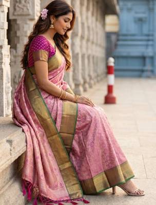 Woven design zari art silk designer kanjeevaram saree 3
