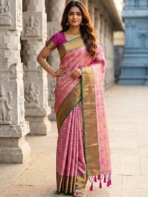 Woven design zari art silk designer kanjeevaram saree 4