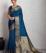 Rich zari border saree with blouse piece
