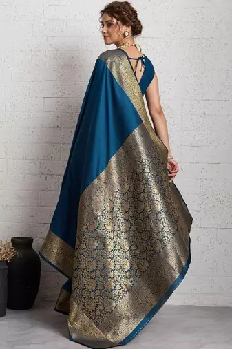 Rich zari border saree with blouse piece