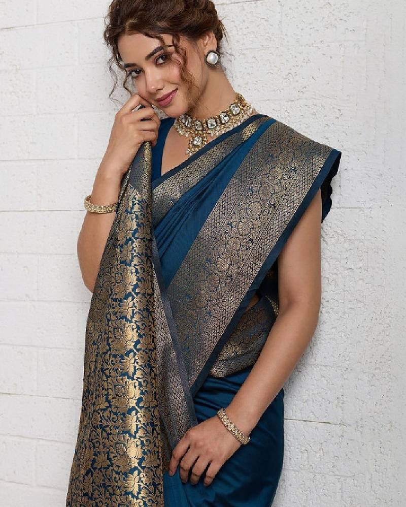 Rich zari border saree with blouse piece
