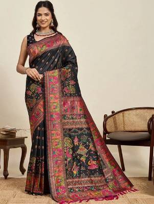 Kalamkari zari pashmina kanjeevaram saree 1