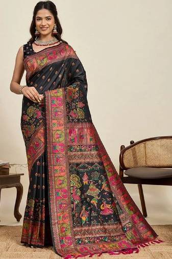 Kalamkari zari pashmina kanjeevaram saree