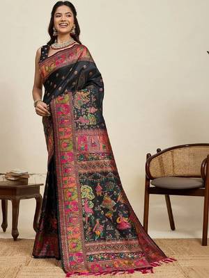 Kalamkari zari pashmina kanjeevaram saree 3