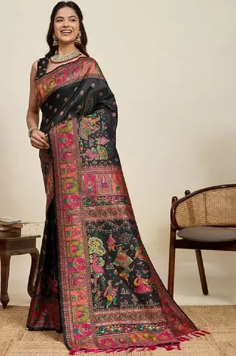 Kalamkari zari pashmina kanjeevaram saree