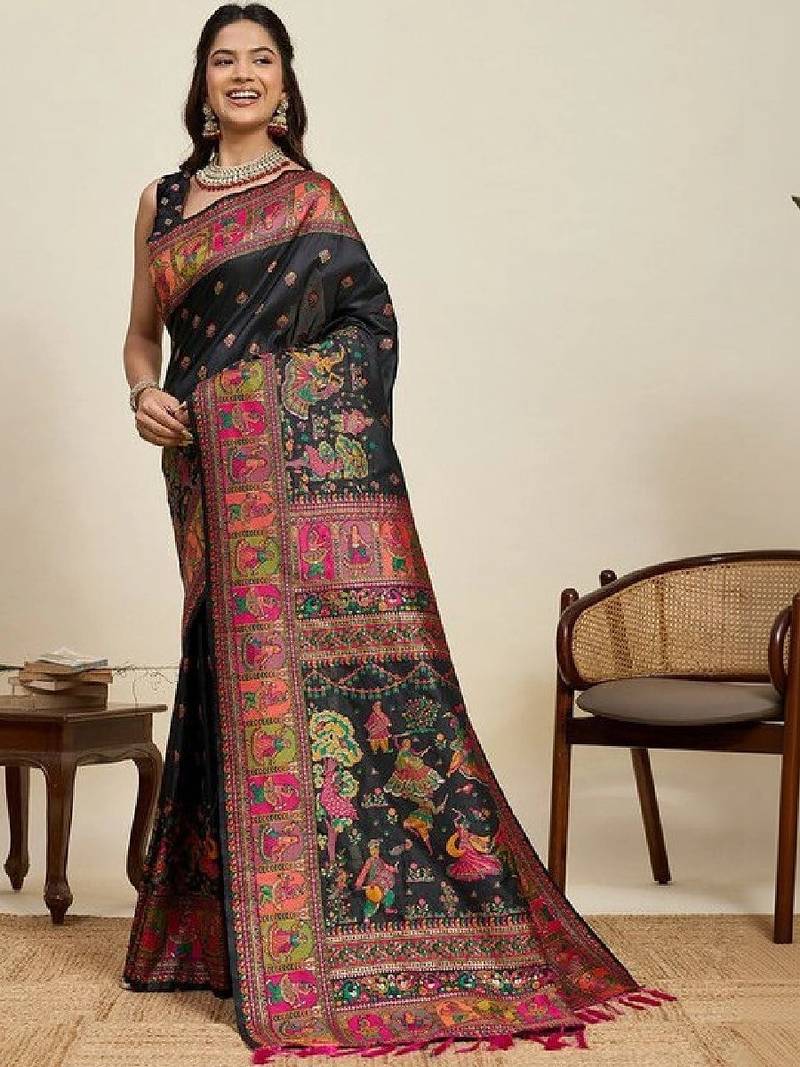 Kalamkari zari pashmina kanjeevaram saree