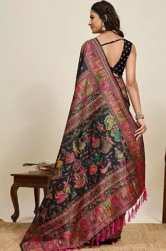 Kalamkari zari pashmina kanjeevaram saree