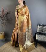 Woven design kanjeevaram sarees with unstitched blouse piece