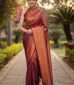 Maroon zari woven ready to wear saree