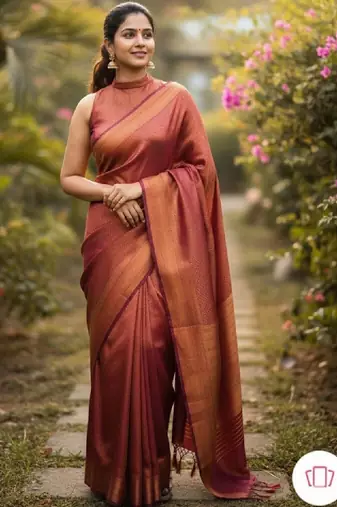 Maroon zari woven ready to wear saree