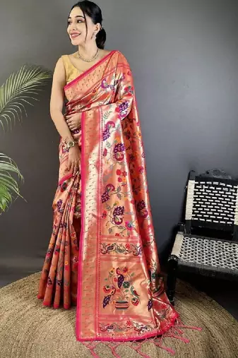Woven design zari art silk heavy work kanjeevaram saree