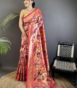 Woven design zari art silk heavy work kanjeevaram saree