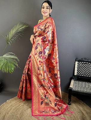 Woven design zari art silk heavy work kanjeevaram saree 2