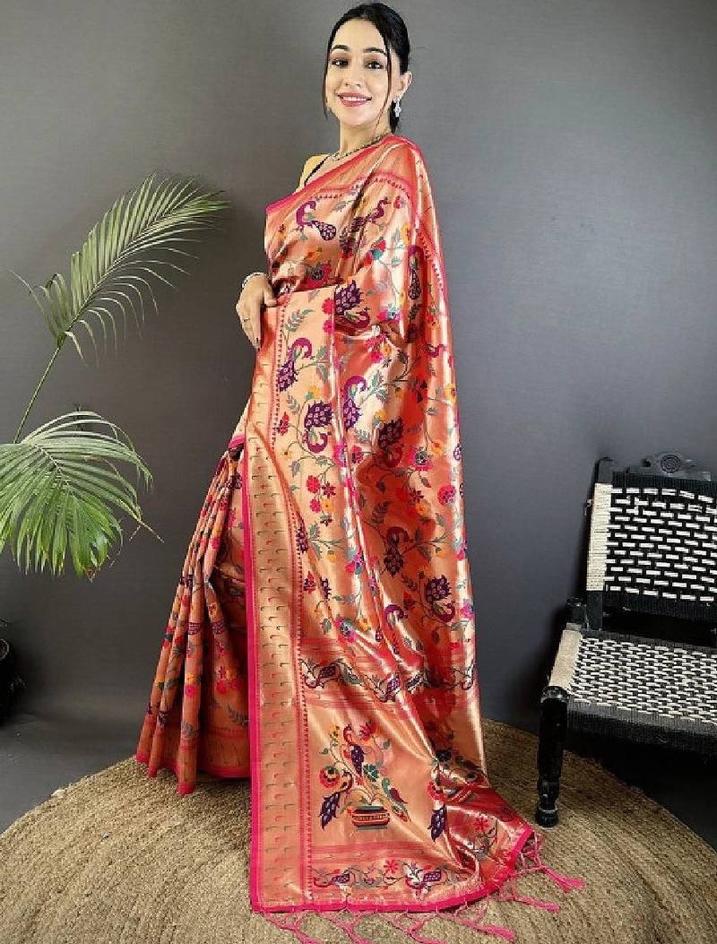 Woven design zari art silk heavy work kanjeevaram saree