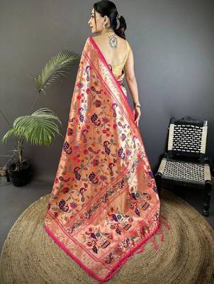 Woven design zari art silk heavy work kanjeevaram saree 3