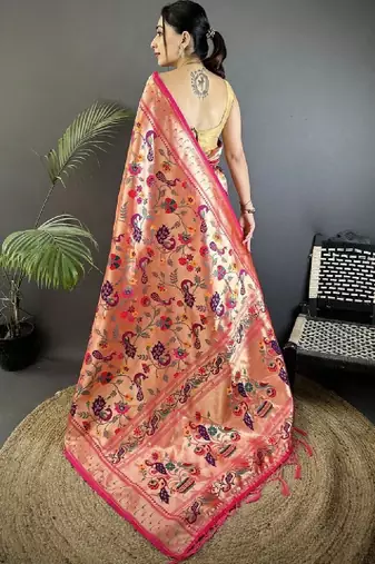 Woven design zari art silk heavy work kanjeevaram saree