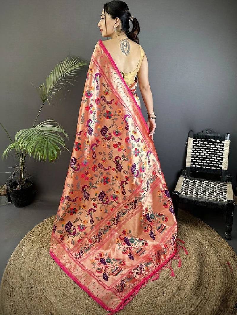 Woven design zari art silk heavy work kanjeevaram saree