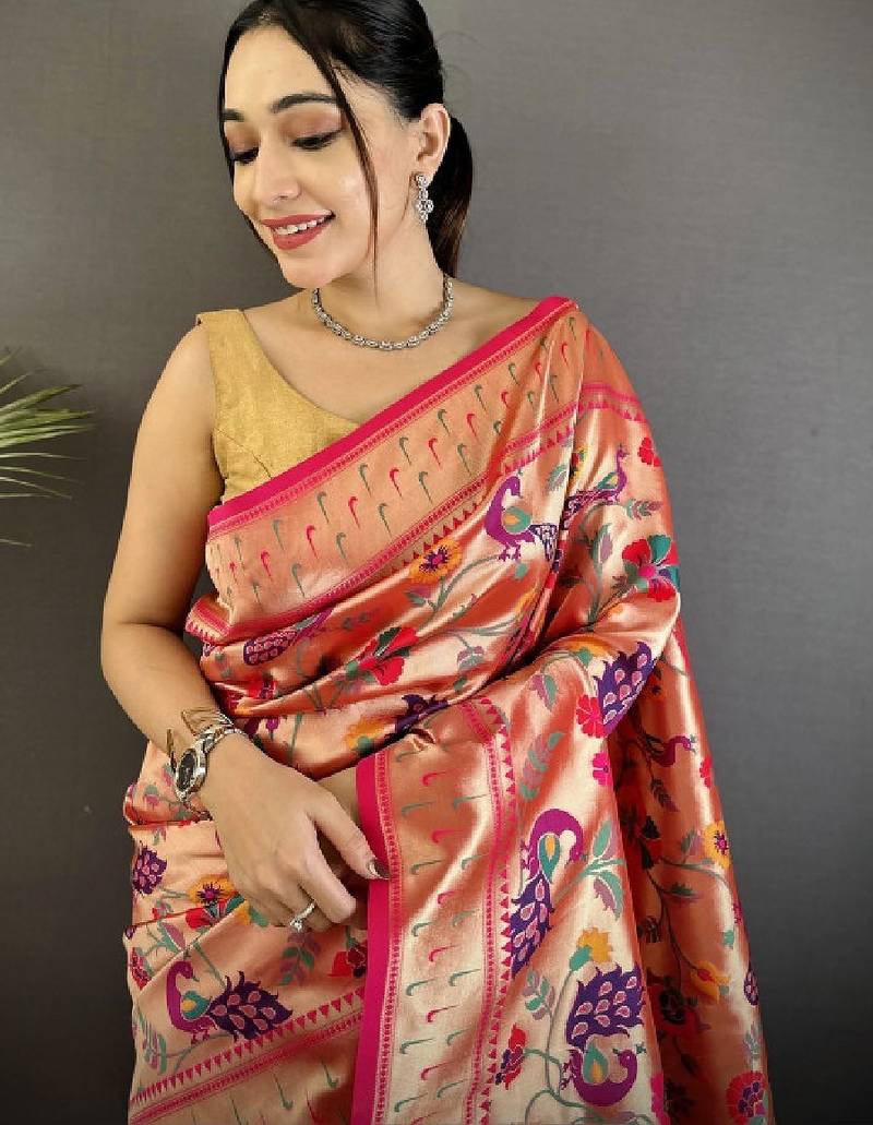 Woven design zari art silk heavy work kanjeevaram saree