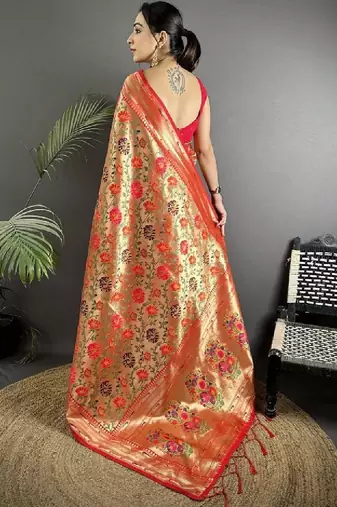 Floral zari art silk heavy work kanjeevaram saree
