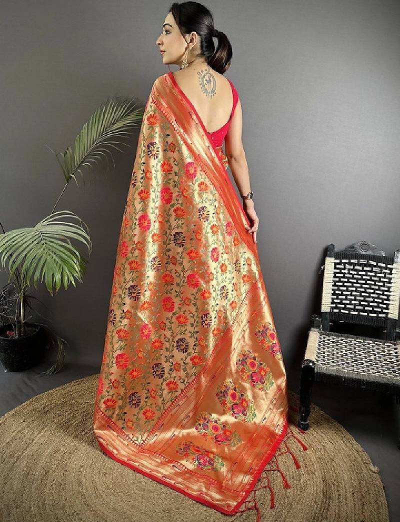 Floral zari art silk heavy work kanjeevaram saree