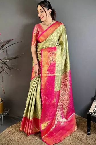 Woven design zari silk blend designer kanjeevaram saree
