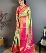 Woven design zari silk blend designer kanjeevaram saree