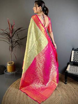 Woven design zari silk blend designer kanjeevaram saree 2