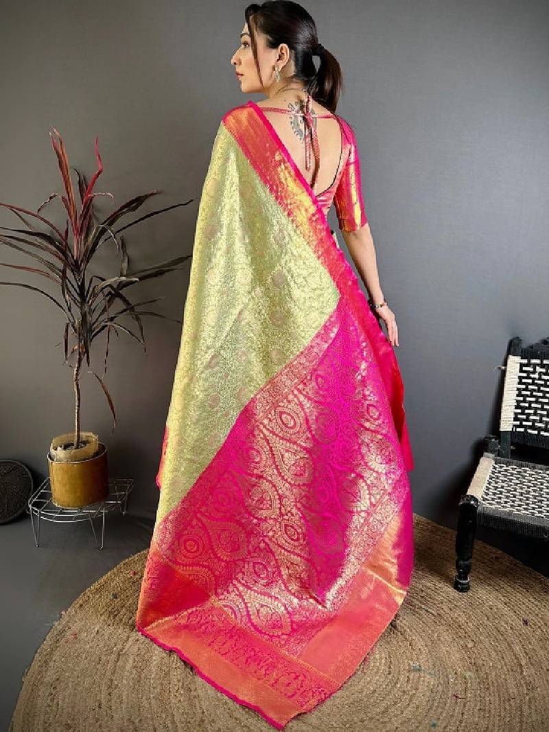 Woven design zari silk blend designer kanjeevaram saree