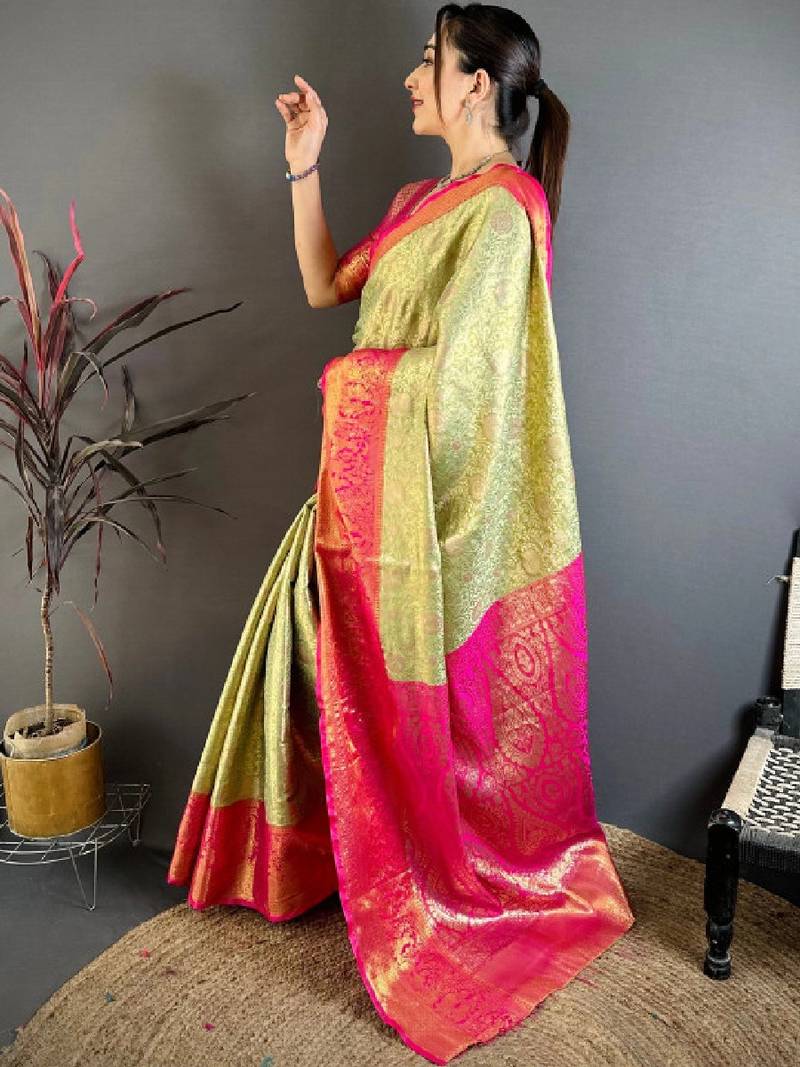 Woven design zari silk blend designer kanjeevaram saree