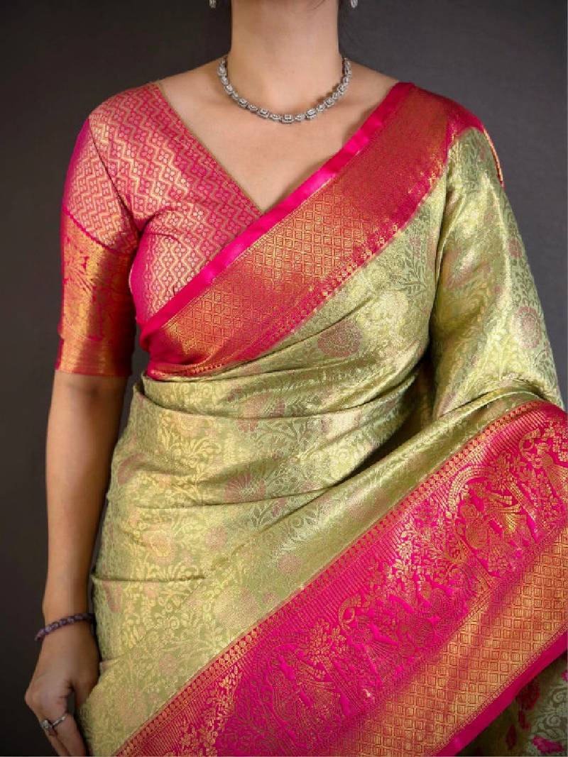 Woven design zari silk blend designer kanjeevaram saree