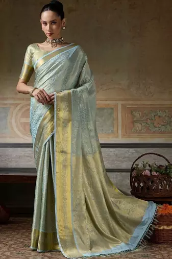 Woven design zari silk blend handloom kanjeevaram saree