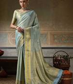 Woven design zari silk blend handloom kanjeevaram saree