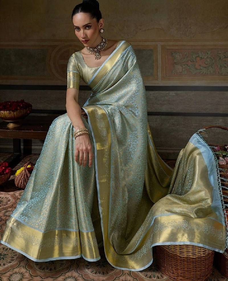 Woven design zari silk blend handloom kanjeevaram saree