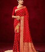 Woven design zari silk blend kanjeevaram saree