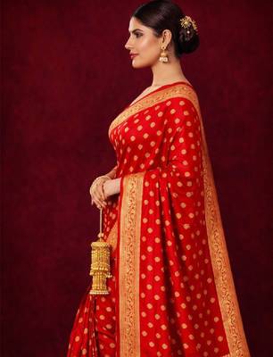 Woven design zari silk blend kanjeevaram saree 2