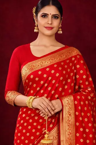 Woven design zari silk blend kanjeevaram saree
