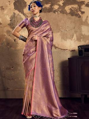 Woven design kanjeevaram saree with blouse piece 1