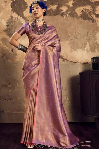 Woven design kanjeevaram saree with blouse piece