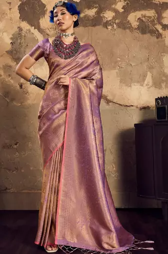 Woven design kanjeevaram saree with blouse piece