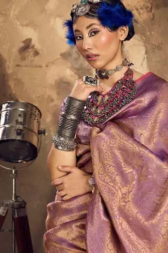 Woven design kanjeevaram saree with blouse piece