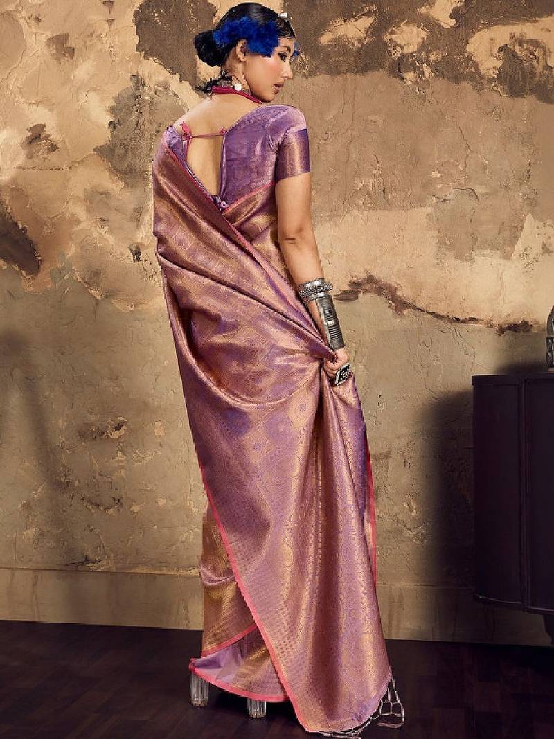 Woven design kanjeevaram saree with blouse piece