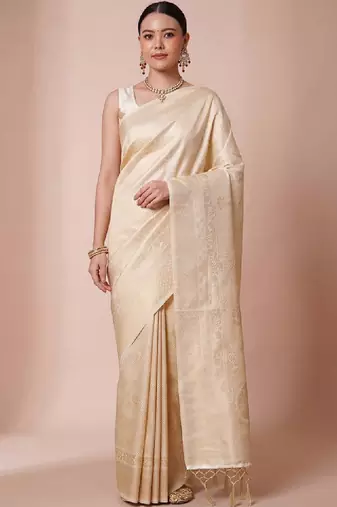 Ethnic motifs zari silk blend handloom kanjeevaram saree
