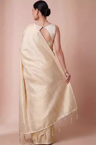 Ethnic motifs zari silk blend handloom kanjeevaram saree
