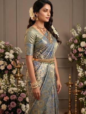 Woven design zari art silk handloom kanjeevaram saree 3