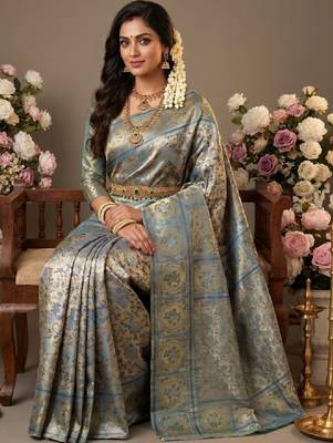 Woven design zari art silk handloom kanjeevaram saree 4