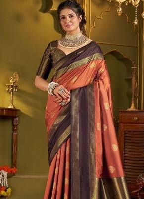 Woven design zari silk blend designer kanjeevaram saree 1