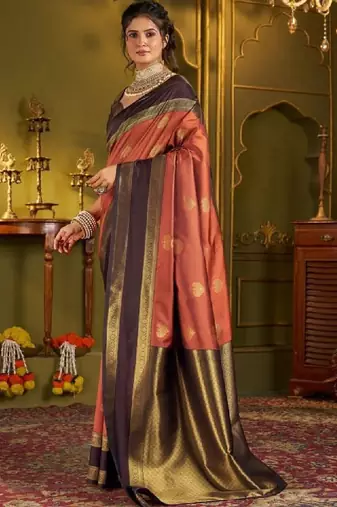 Woven design zari silk blend designer kanjeevaram saree